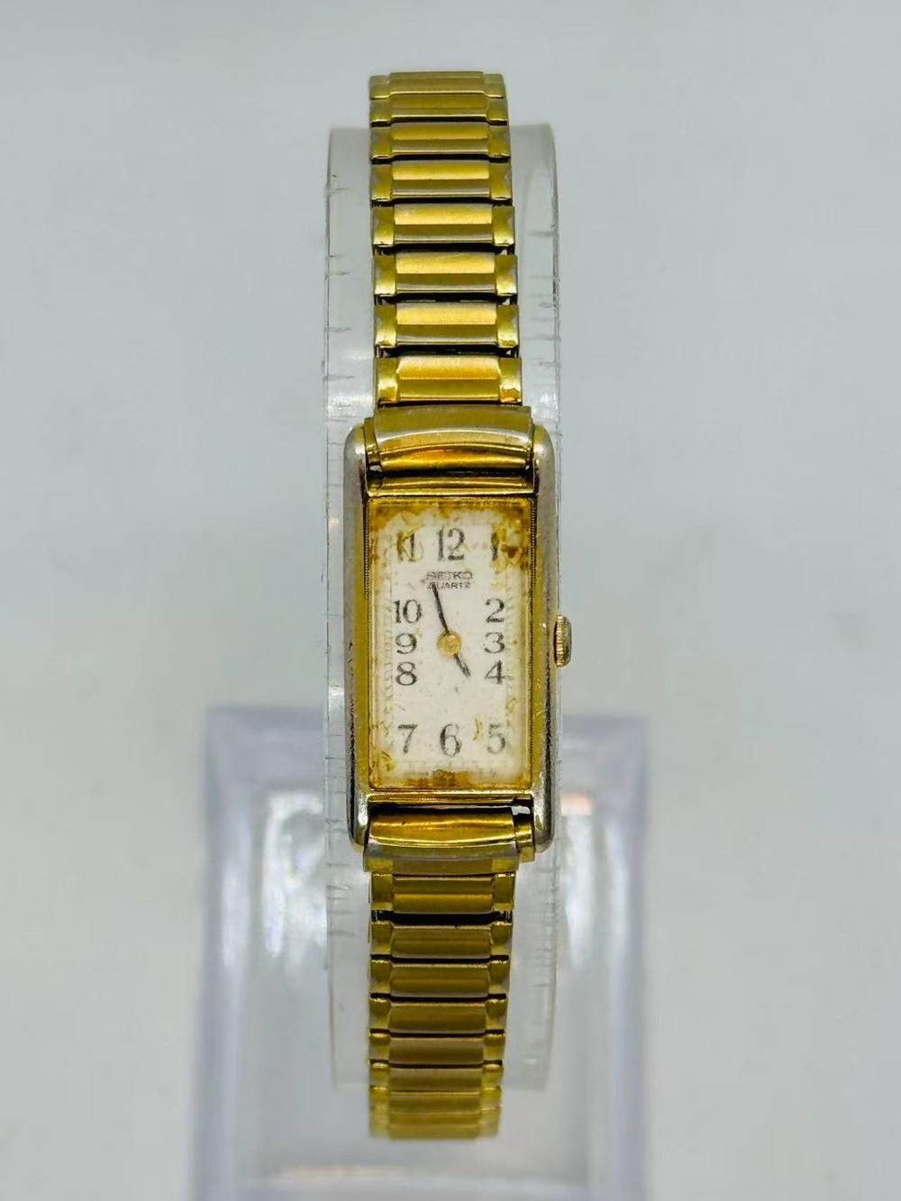 Vintage Seiko Women’s Quartz Watch 13mm Gold Tone Stretch Band New Battery Runs